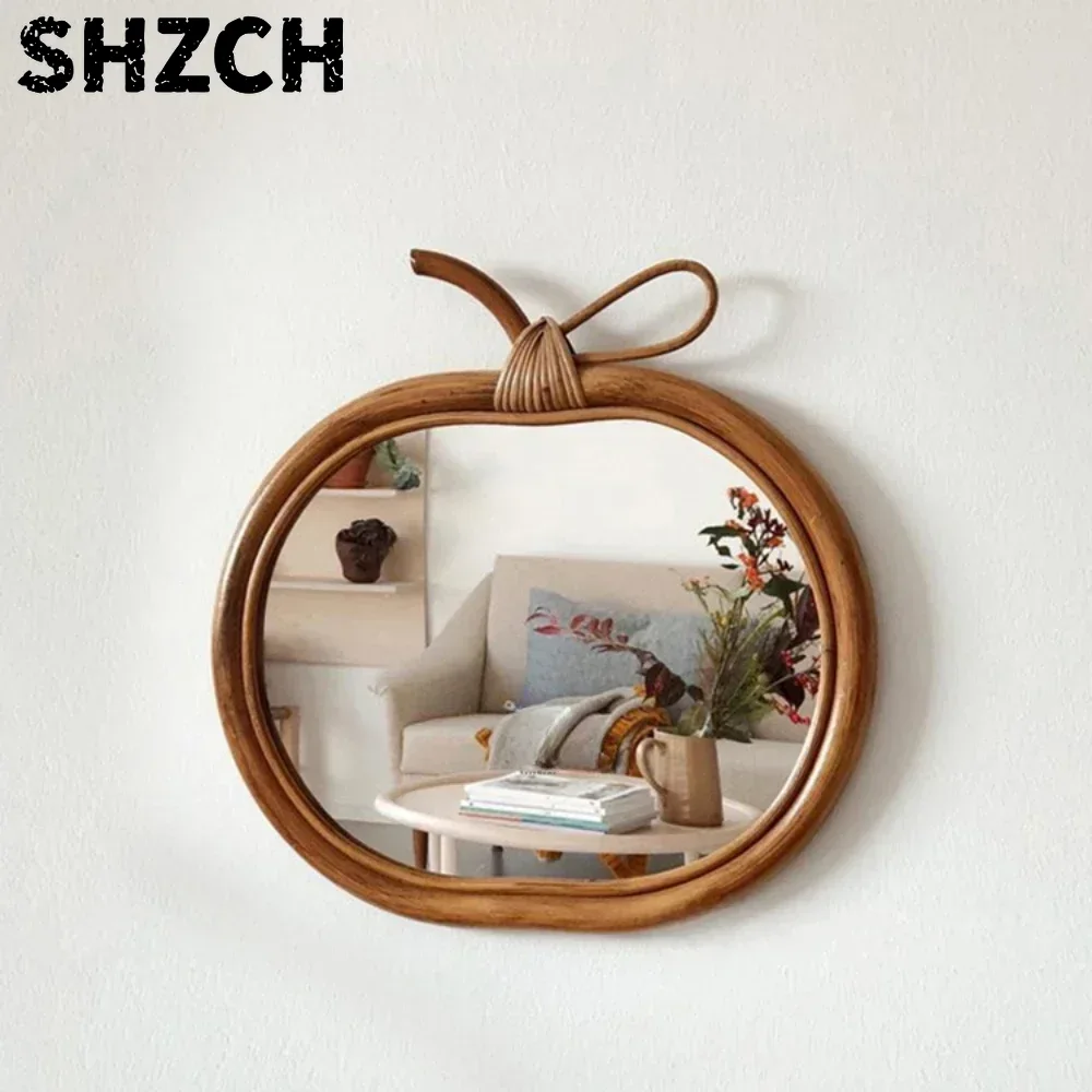 Rattan Mirror Round - Doğal Rattan Yuvarlak Makyaj Aynası Oturma
