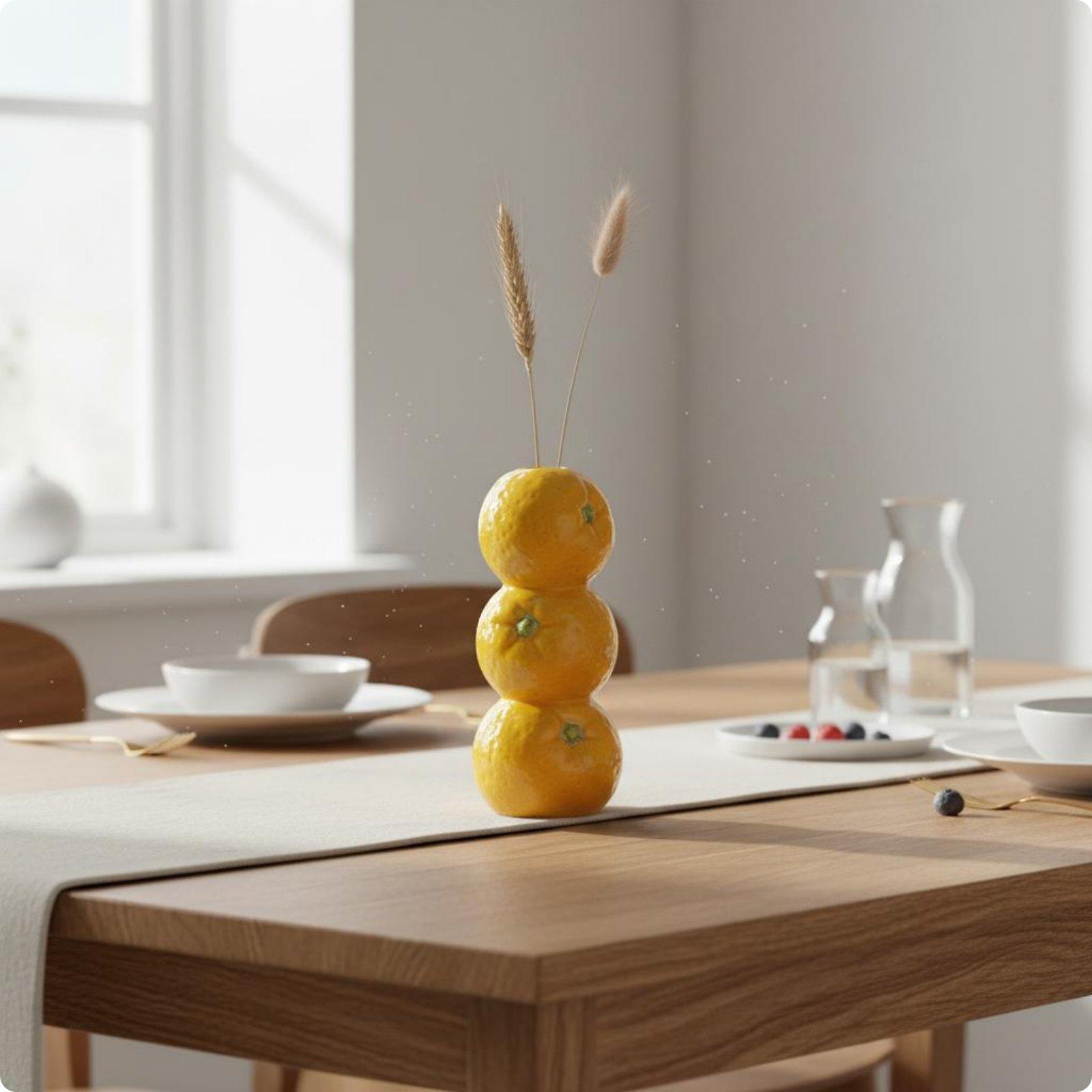 Interior Design Industrial Style - Endüstriyel Tasarımlı Limon Desenli Seramik Vazo,