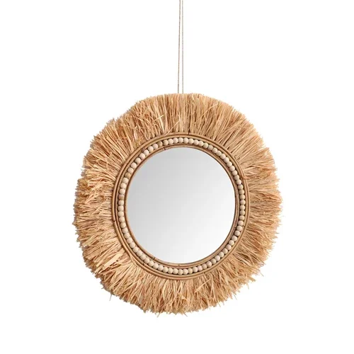 Rattan Mirror Round - Rattan Dekoratif Aynalar Banyo için El