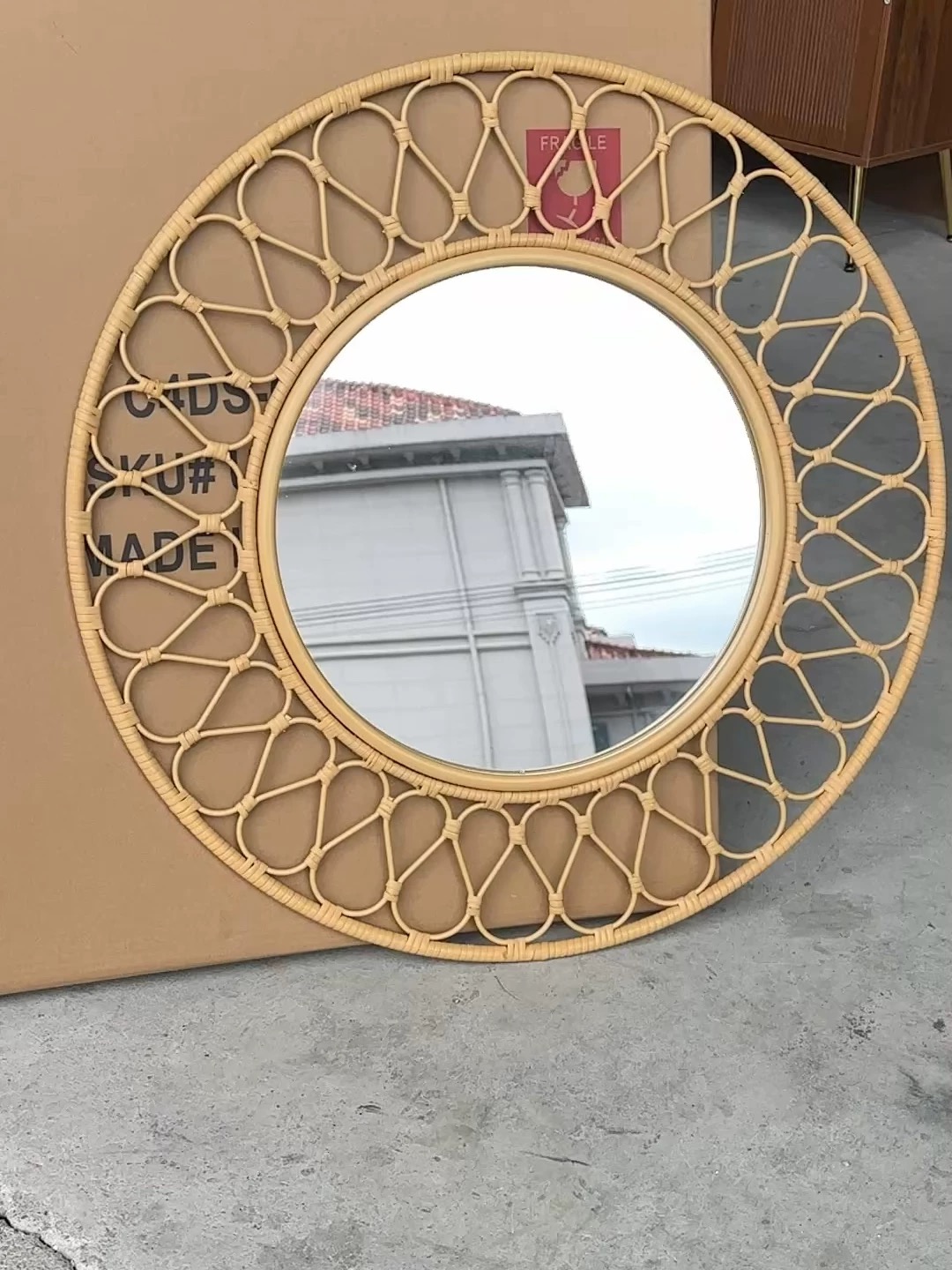 Yuvarlak Rattan Duvar Aynası,  - Rattan Mirror Round incelemesi ve fiyatı