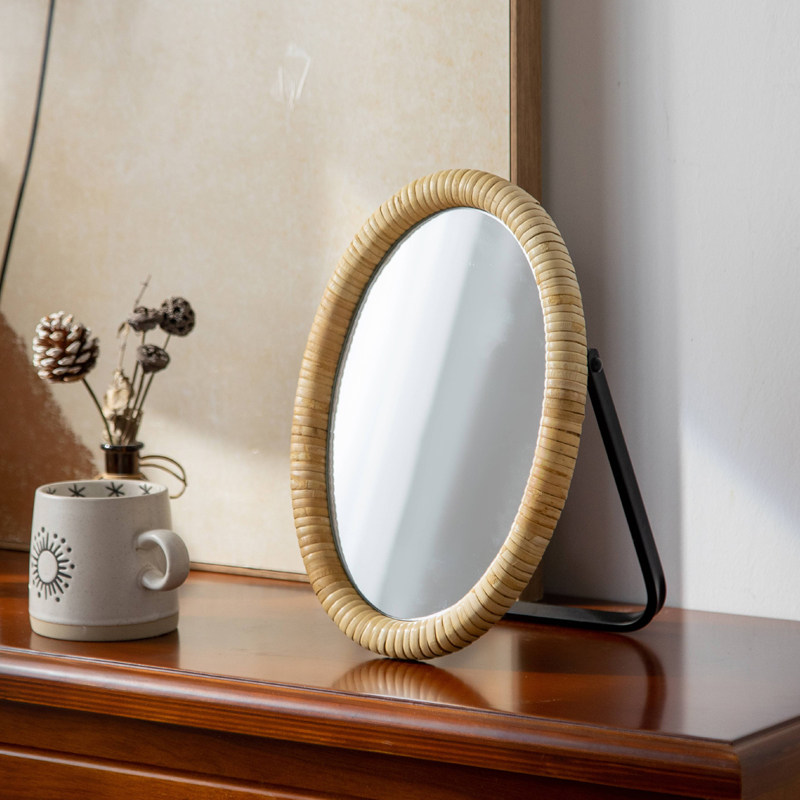 Rattan masa braketi makyaj mas - Rattan Mirror Round incelemesi ve fiyatı
