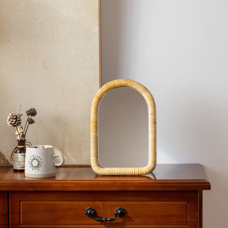 Rattan masa braketi makyaj mas - Rattan Mirror Round incelemesi ve fiyatı