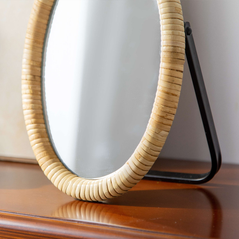 Rattan masa braketi makyaj mas - Rattan Mirror Round incelemesi ve fiyatı