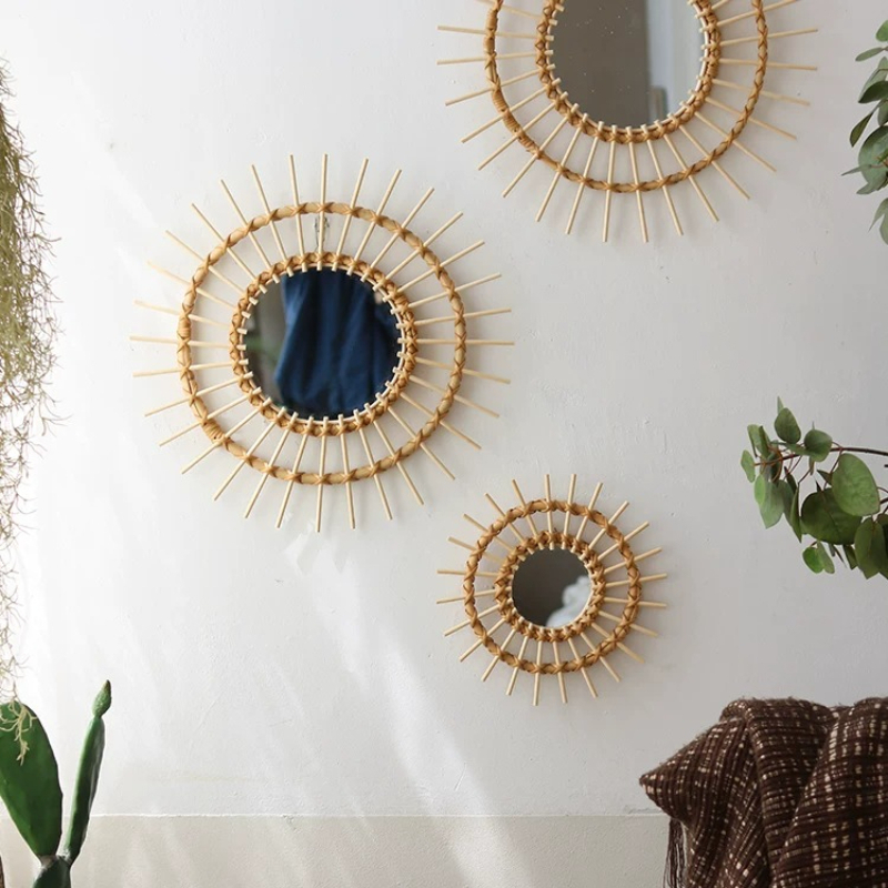 Yaratıcı Rattan Yuvarlak Dekor - Rattan Mirror Round incelemesi ve fiyatı