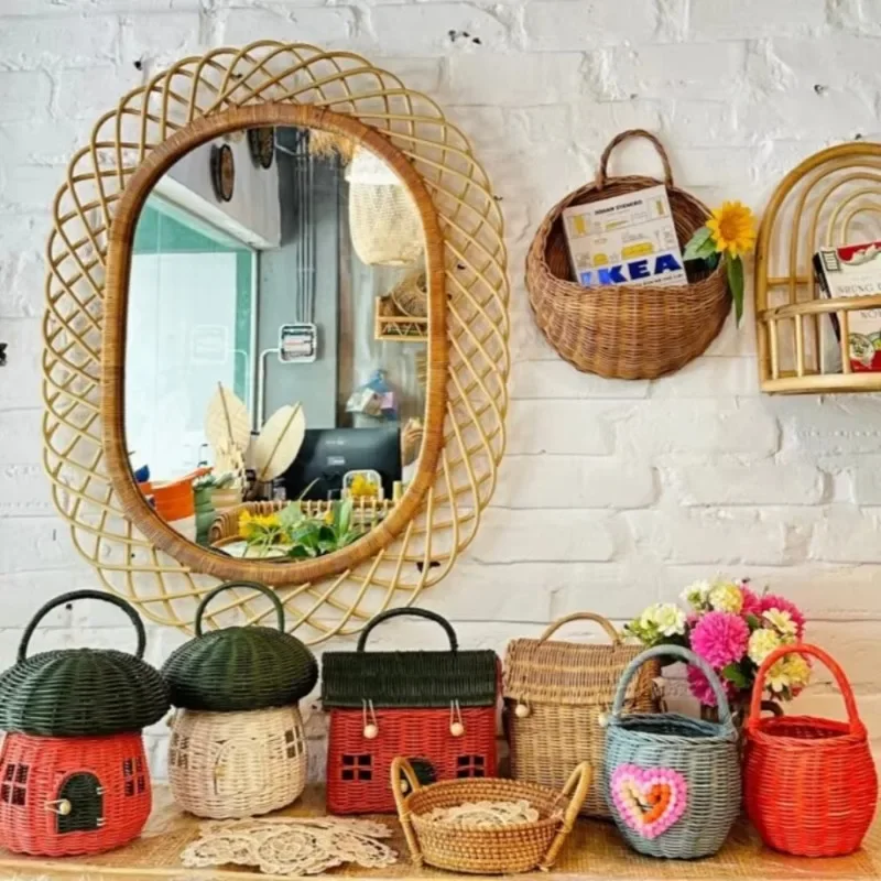 Modern yuvarlak rattan duvar a - Rattan Mirror Round incelemesi ve fiyatı